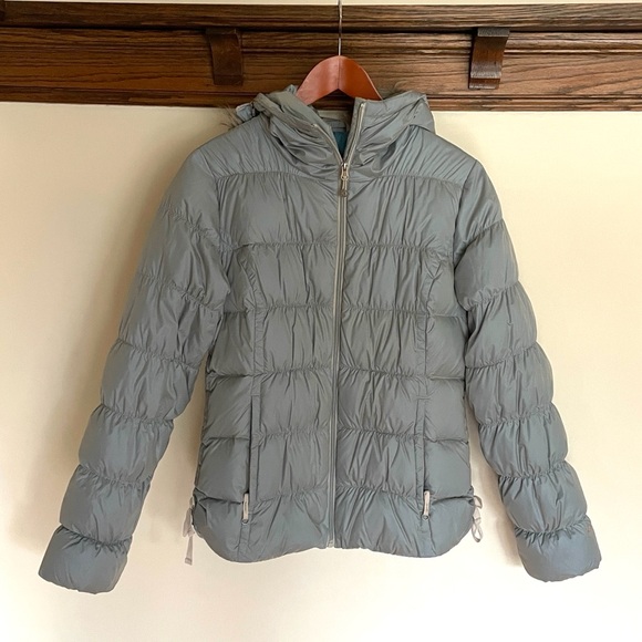 Eddie Bauer Feminine Down Jacket - Powder Blue with Side Ties - Picture 1 of 5